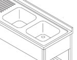 Dishwasher Table - 120 x 60 cm - with Sink and Backsplash - incl Storage Shelf - imagine 2