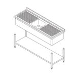 Dishwasher Table - 120 x 60 cm - with Sink and Backsplash - incl Storage Shelf