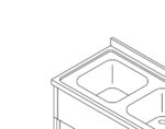 Dishwasher Table - 200 x 70cm - Left - with 2 Sinks and Backsplash - incl Storage Shelf - imagine 4