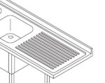 Dishwasher Table - 200 x 70cm - Left - with 2 Sinks and Backsplash - incl Storage Shelf - imagine 3