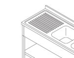 Dishwasher Table - 190 x 70cm - with 2 Sinks and Backsplash - incl Storage Shelf - imagine 2