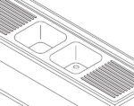 Dishwasher Table - 190 x 70cm - with 2 Sinks and Backsplash - incl Storage Shelf - imagine 3