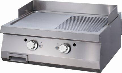 Heavy Duty Griddle - Half Grooved - Double Unit - 70cm Deep - Gas