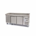 Pizza Prep Fridge - 202cm - 2 Doors - 7 Drawers