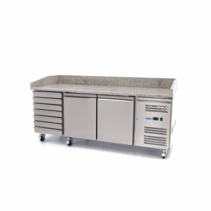 Pizza Prep Fridge - 202cm - 2 Doors - 7 Drawers