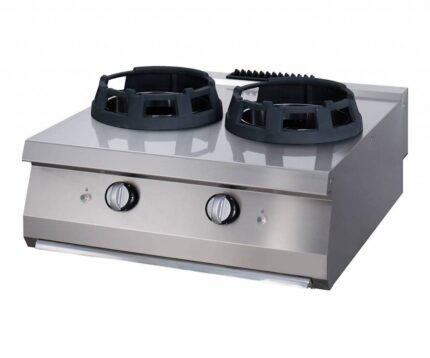 Heavy Duty Wok Cooker - 2 x 28,5cm Cooking Rings - Double Unit - 70cm Deep - Gas
