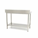 Stainless Steel Table - 160 x 70cm - Adjustable Height - with Backsplash - imagine 4