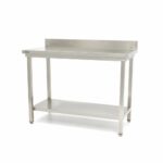 Stainless Steel Table - 200 x 70cm - Adjustable Height - with Backsplash - imagine 2