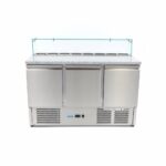 Pizza Prep Fridge - 137cm - 3 Doors - Fits 8 x 1/6 GN - incl Glass Cover - imagine 2