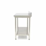 Stainless Steel Table - 80 x 60cm - Adjustable Height - with Backsplash and Storage Shelf - imagine 3