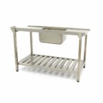 Dishwasher Table - 120 x 75cm - Left - with Sink and Backsplash - incl Storage Shelf - imagine 4