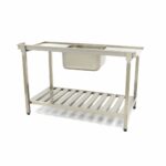 Dishwasher Table - 120 x 75cm - Right - with Sink and Backsplash - incl Storage Shelf - imagine 4