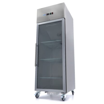 Fridge - 600L - 3 Adjustable Shelves (2/1GN) - Stainless Steel - with Glass Door