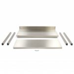 Stainless Steel Table - 60 x 60cm - Adjustable Height - with Backsplash and Storage Shelf - imagine 4