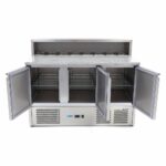 Pizza Prep Fridge - 137cm - 3 Doors - Fits 8 x 1/6 GN - incl Stainless Steel Cover - imagine 5