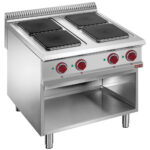 Electric stove, 4 plates on open cupboard