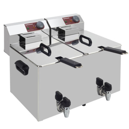 Electric table top fryer 2x 8 liters + tap