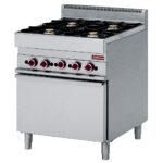 Gas cooker 4 burners and electric convection oven GN 1/1