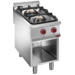 Stove 2 gas burners, open cupboard