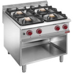 Gas stove 4 burners, open cupboard