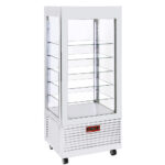Display 4 sides T° negative, 5 glass shelves, ventilated, 480 Lit, WHITE