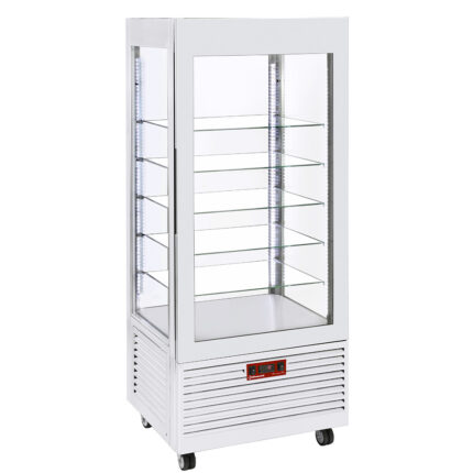 Display 4 sides T° negative, 5 glass shelves, ventilated, 480 Lit, WHITE