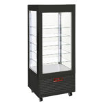 Display 4 sides T° positive, 5 glass shelves, ventilated, 480 Lit, BLACK
