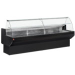 Refrigerated display counter, curved glass with storage space - BLACK