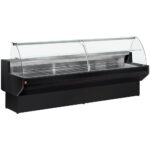 Refrigerated display counter, curved glass with storage space - BLACK