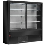Ventilated refrigerated wall unit with glass sliding doors - BLACK