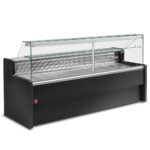 Refrigerated display counter with straight glass panel 90°, with  reserve - BLACK+KIT sliding plexiglass RO25/... made up of: