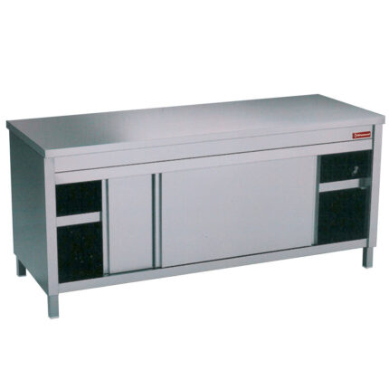 Table on neutral cupboard   sliding doors