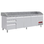 Refrigerated tables 3 doors 600x400, 3 neutral drawers (8x trays 600x400) + utensils drawer