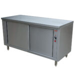 Working table on heating cupboard "pass through" sliding doors