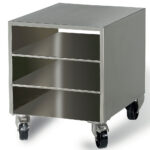 Support in stainless steel for vacuum machine, on wheels, removable