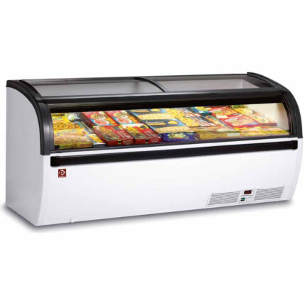 Panoramic deep freezer sliding glass doors
