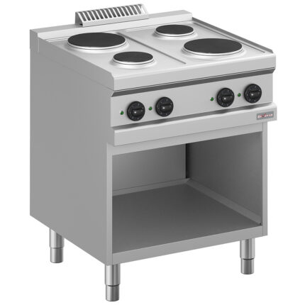 Electric range, 4 round plates, on cupboard