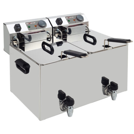Electric table top fryer 2x 10 liters + tap