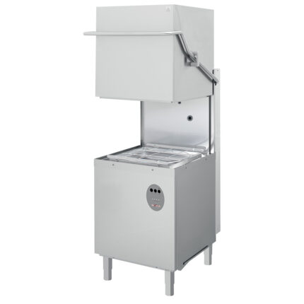 Hood dishwasher, square basket 500x500 mm with detergent dispenser