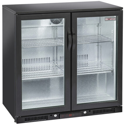 Ventilated "back bar" bottle cooler, 2 swing glass doors