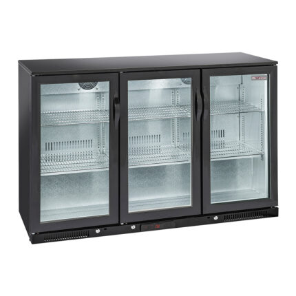Ventilated "back bar" bottle cooler, 3 swing glass doors
