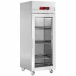 Ventilated freezer 700 liters, 1 glass door GN 2/1, on wheels