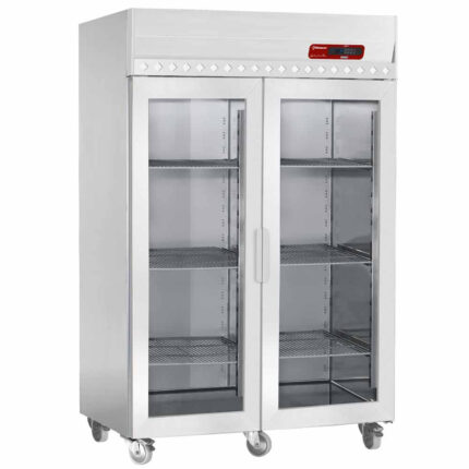 Ventilated freezer 1400 liters, 2 glass doors GN 2/1, on wheels