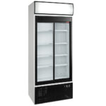 Drink display positive T°, ventilated, 760 liters, 2 sliding doors, with lightbox