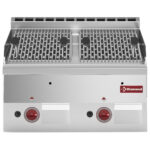 Lava stone gas grill with cast iron cooking grid -Top-