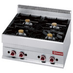 Gas cooker 4 burners -Top- + Open undercarriage in stainless steel aisi 304