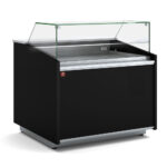 Ventilated display counter, low glass, with storage - BLACK