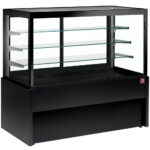 Panoramic display counter, heated, 4 levels, without storage room - BLACK