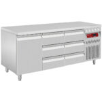 Ventilated refrigerated table, 3 doors GN 1/1, 405 Lit.+ 2x Kit of 3 drawers  (1/3+1/3+1/3 h100mm), for DT...