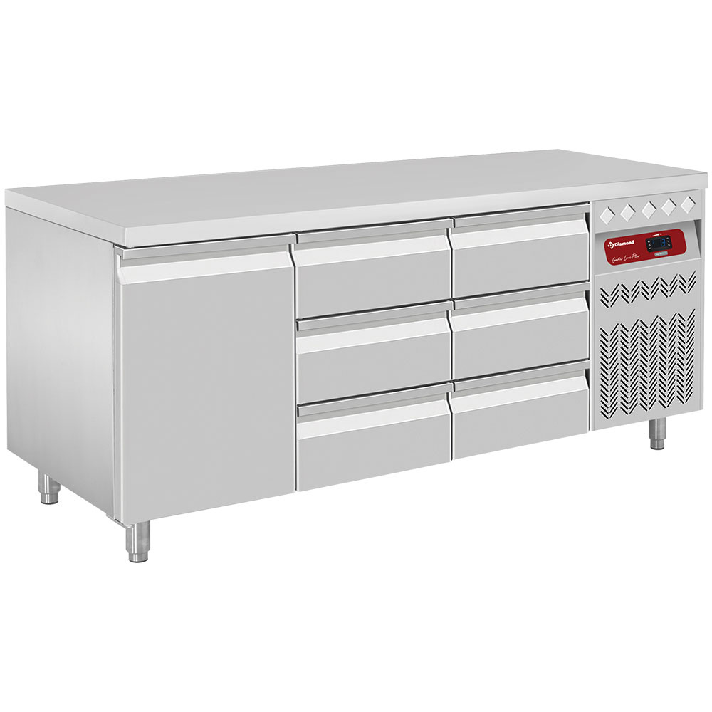 001_DT178_R2_2XCA1_3PM-L-big.jpg Ventilated refrigerated table, 3 doors GN 1/1, 405 Lit.+ 2x Kit of 3 drawers (1/3+1/3+1/3 h100mm), for DT... - imagine 1
